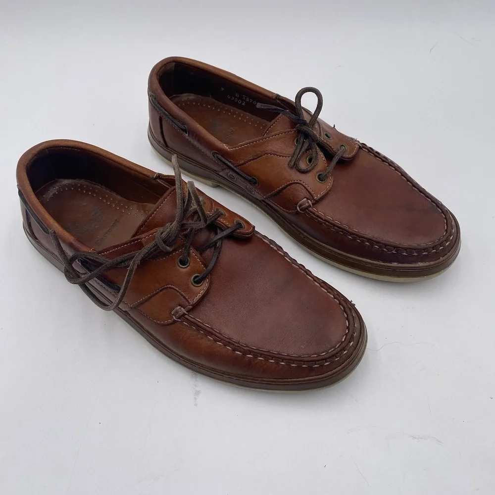 Allen Edmonds‎ Eastport Boat Shoes Men's 9 B Brown Leather Moc Toe Casual USA